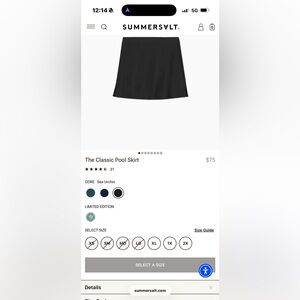 Summersalt Black Swim Skirt